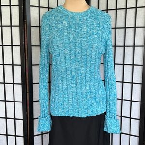 Daisy Fuentes Moda Turquoise & White Sweater L